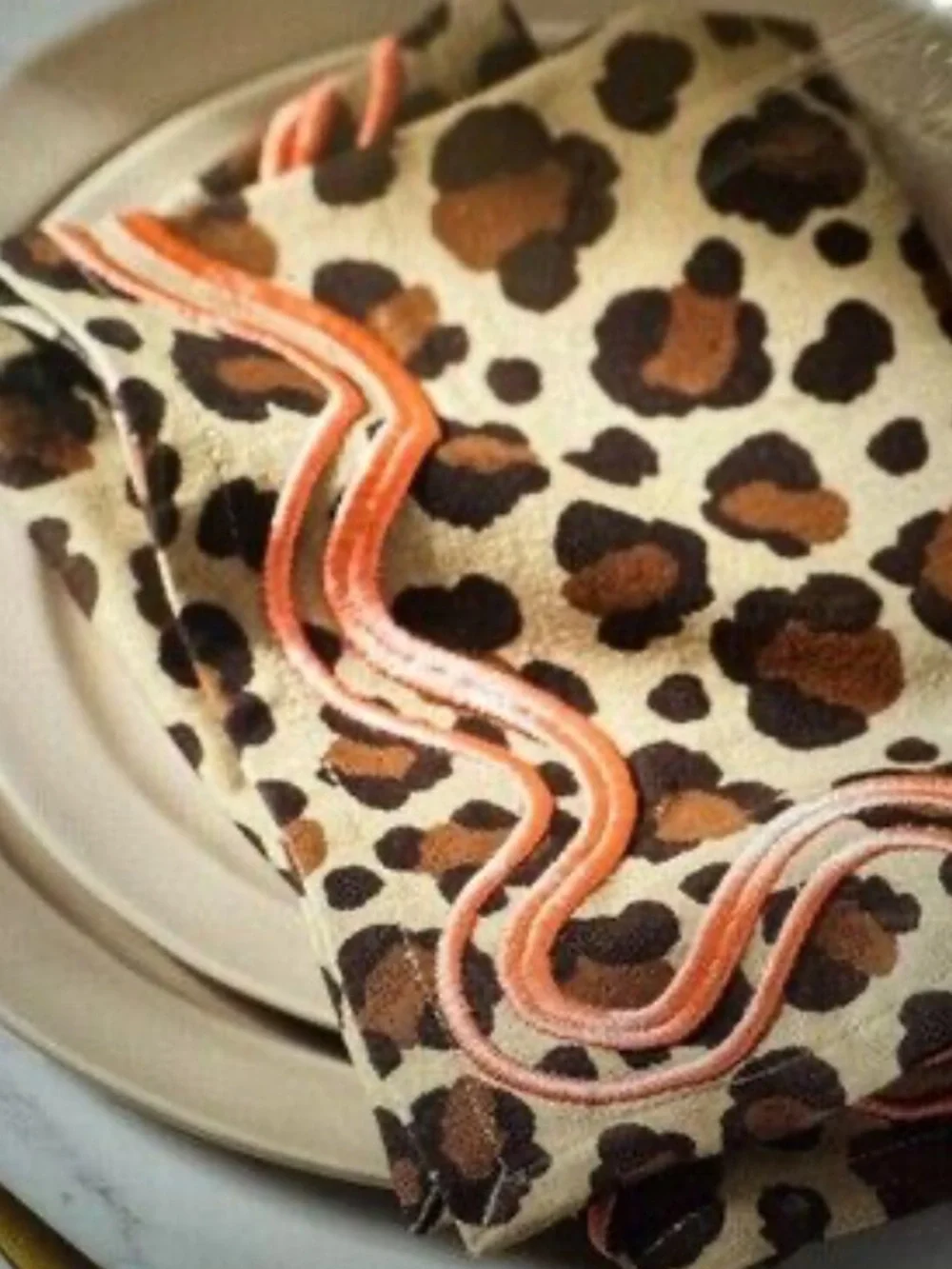 Anthropologie Madeline leopard print napkins Set of 2